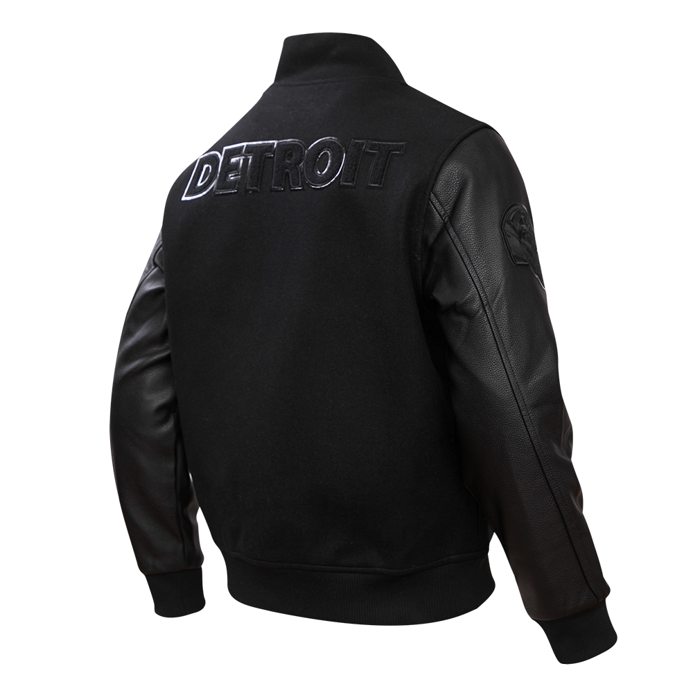 NFL DETROIT LIONS TRIPLE BLACK MEN'S MEN'S WOOL VARSITY JACKET