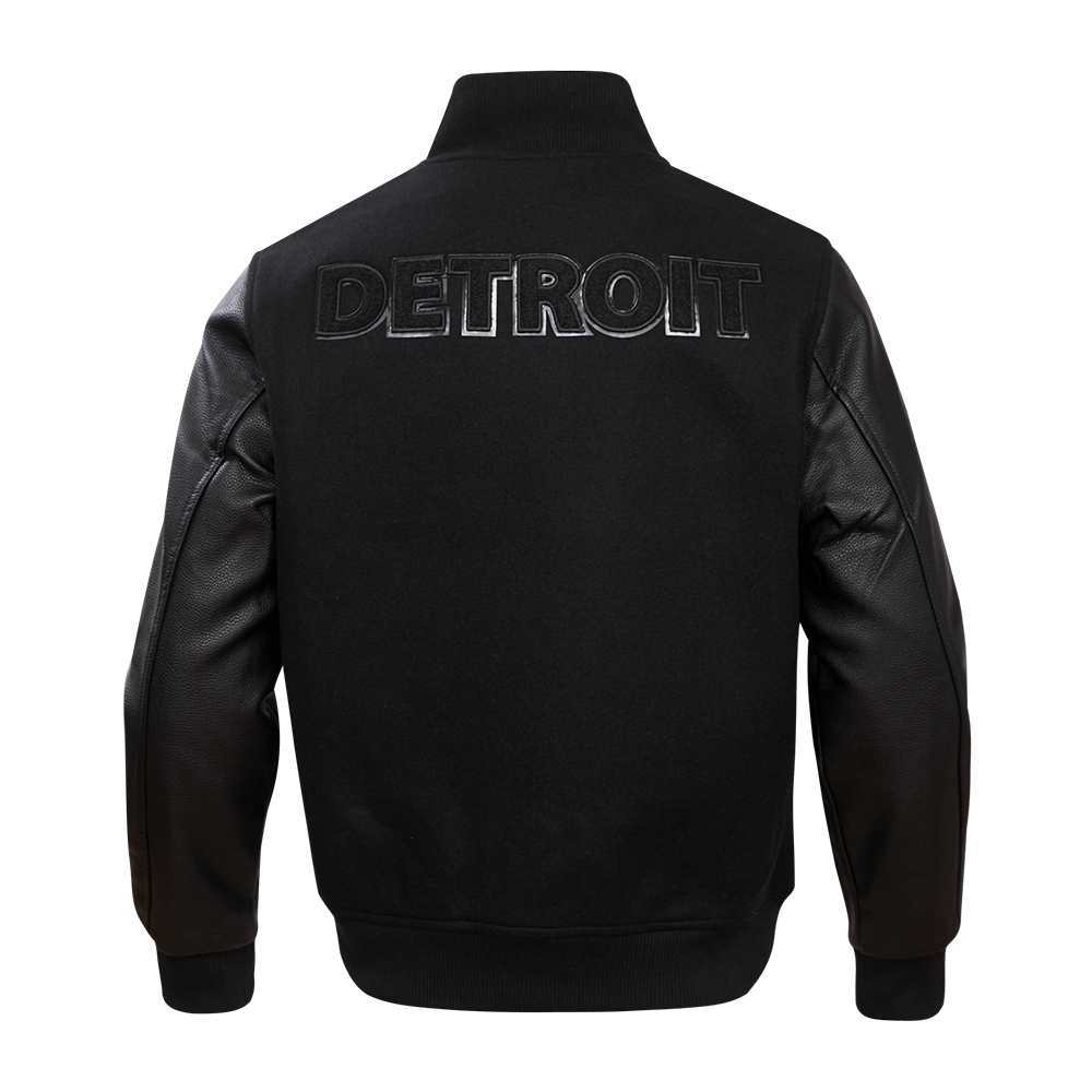 NFL DETROIT LIONS TRIPLE BLACK MEN'S MEN'S WOOL VARSITY JACKET