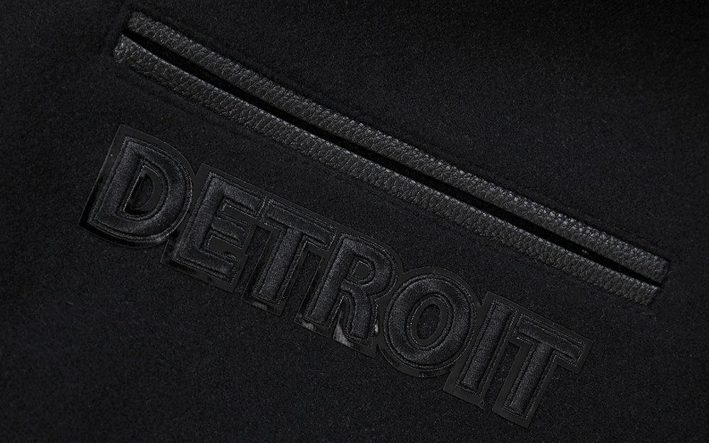 NFL DETROIT LIONS TRIPLE BLACK MEN'S MEN'S WOOL VARSITY JACKET