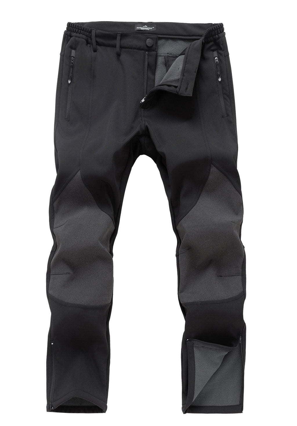 Black and gray hiking pants on a white background