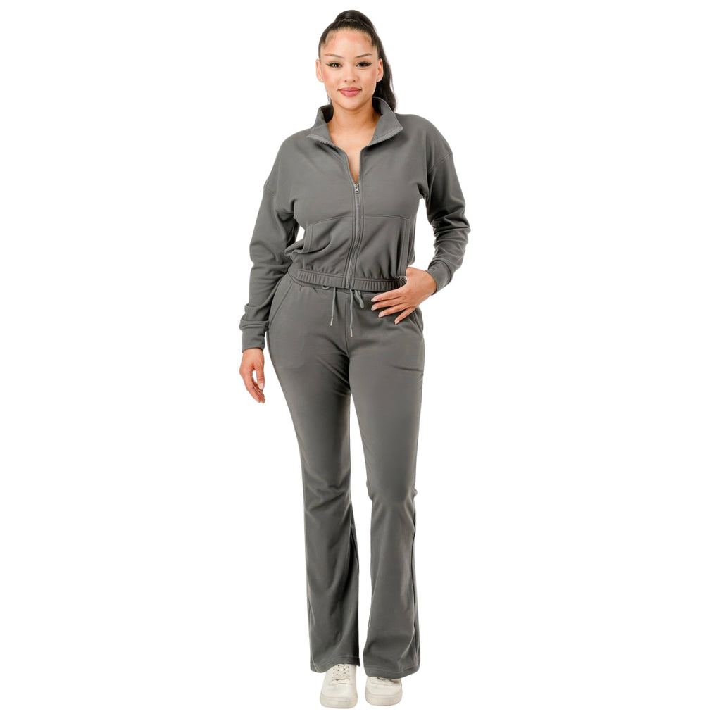 WOMEN SOFT ZIPUP TRACK SUIT SET