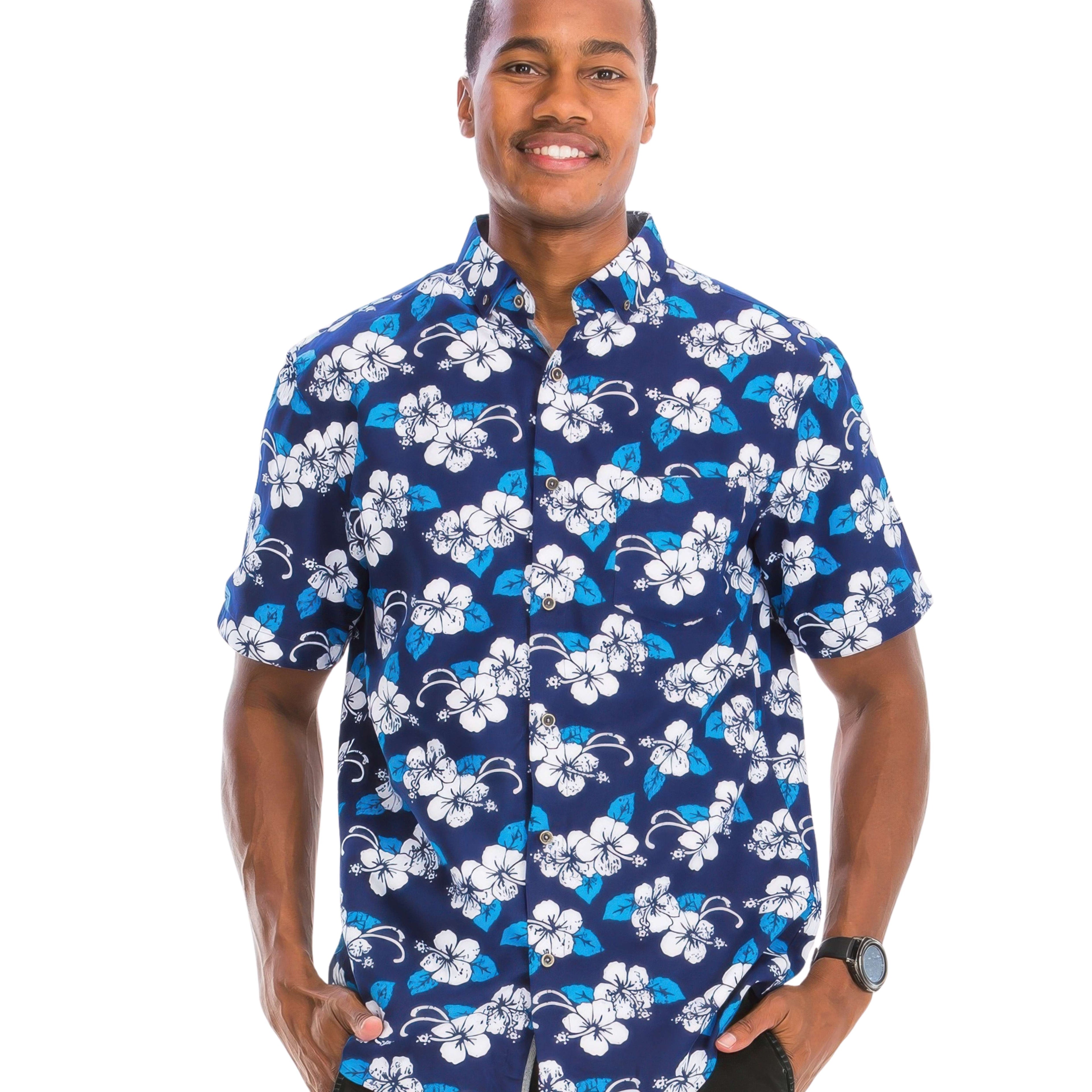 MEN'S PRINTED HAWAIIAN BUTTON-DOWN SHIRT