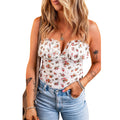 FLORAL FRILL TRIM BODYSUIT WITH SPAGHETTI STRAPS