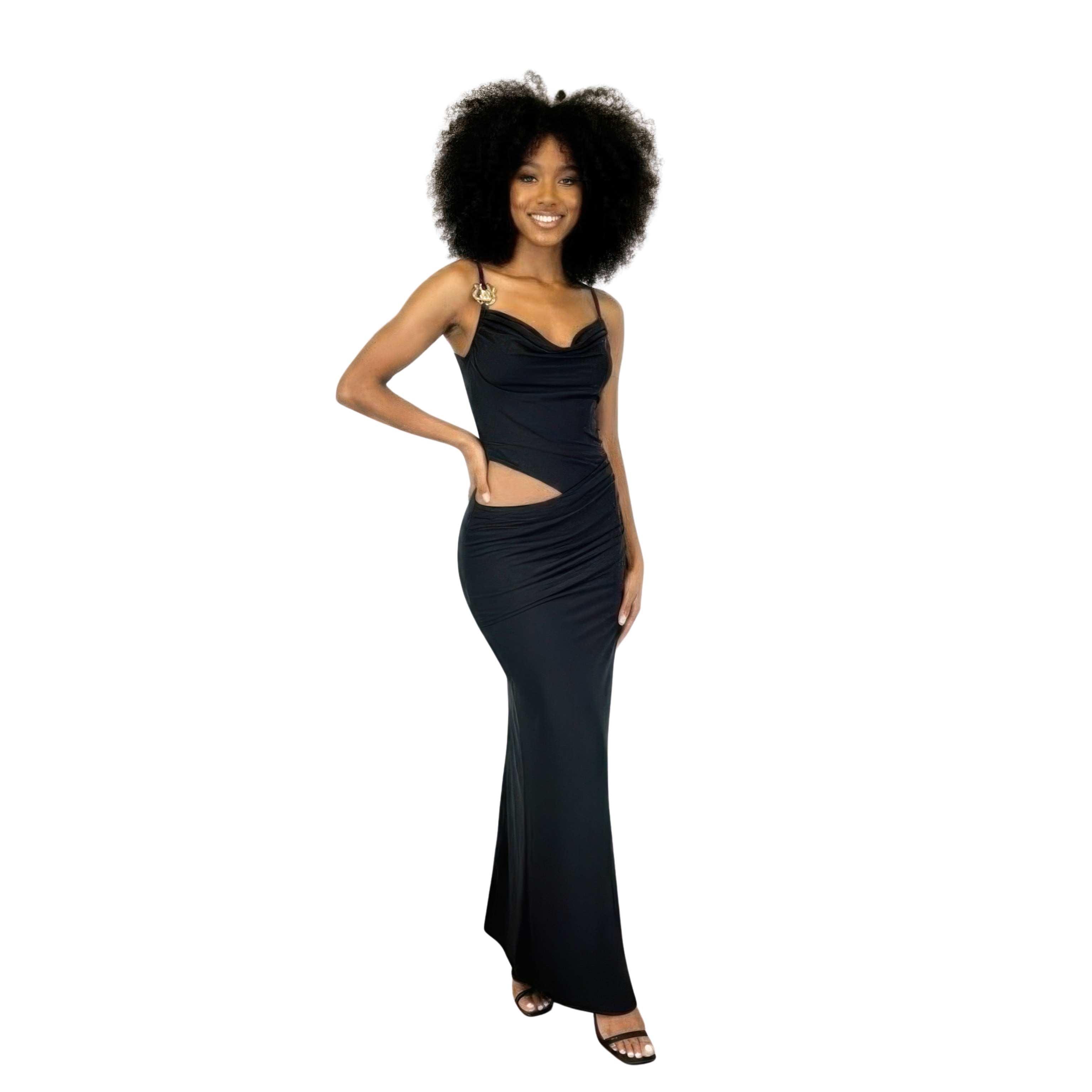 A Cowl Neckline Two-piece Illusion Maxi