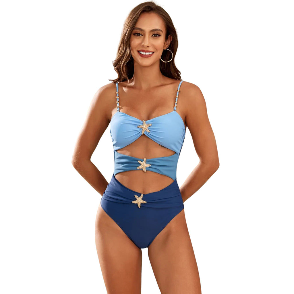 CUTOUT SPAGHETTI STRAP ONE-PIECE SWIMWEAR