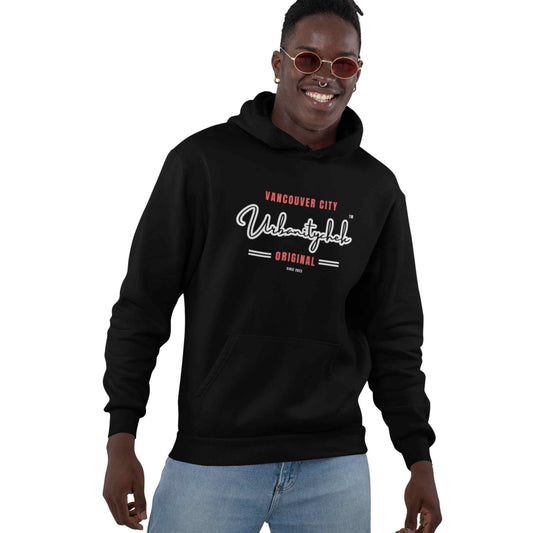 URBANITYCHEK BLACK SCRIPT MODERN FIT HOODIE BLENDS