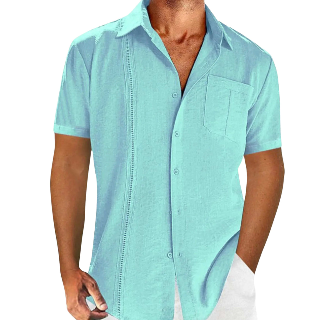 PLUS-SIZE MEN'S CASUAL SHORT SLEEVE BUTTON-DOWN — FULL SIZE FIT