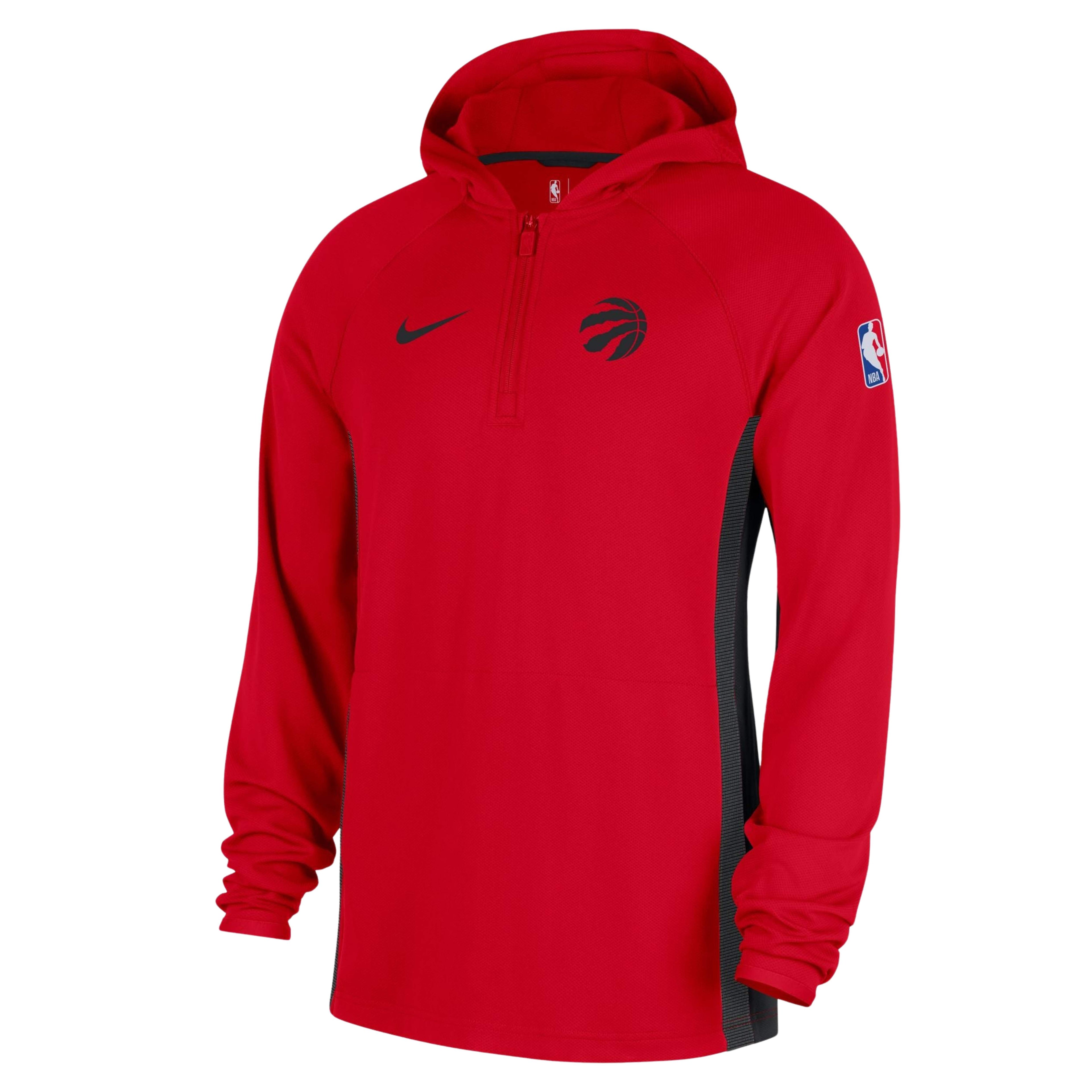Nike Toronto Raptors Red hoodie with Nike and NBA logos on a white background