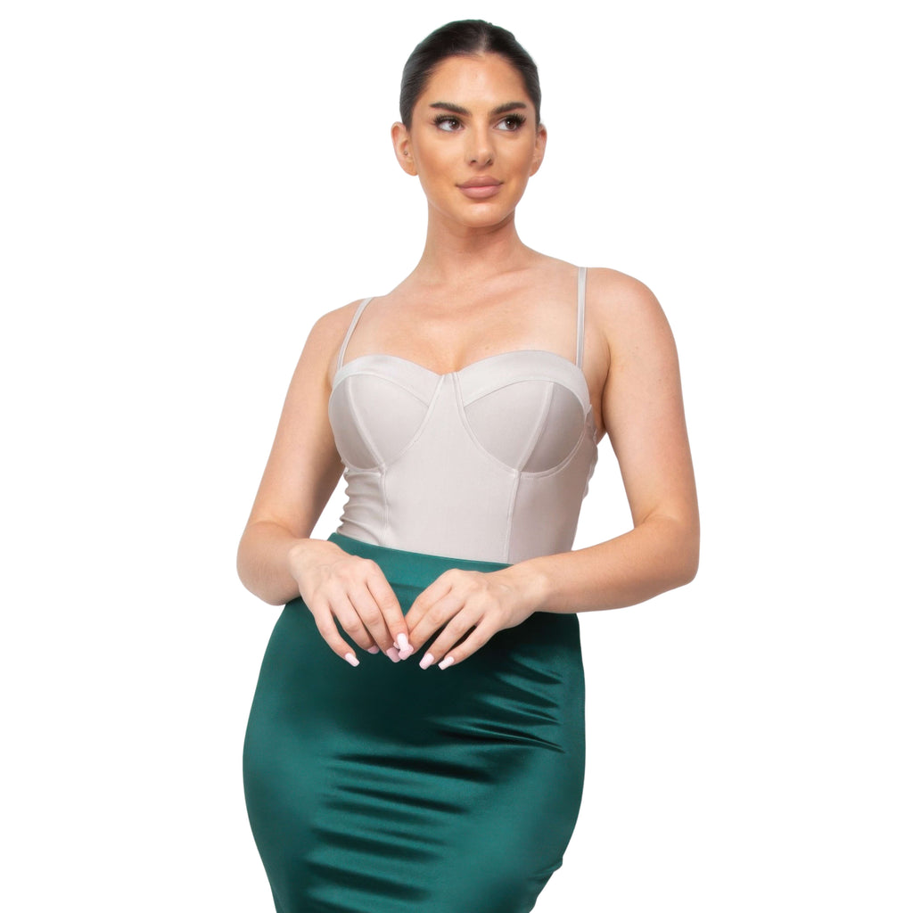 SWEETHEART NECK CAMI BODYSUIT IN SLEEK SOLIDS