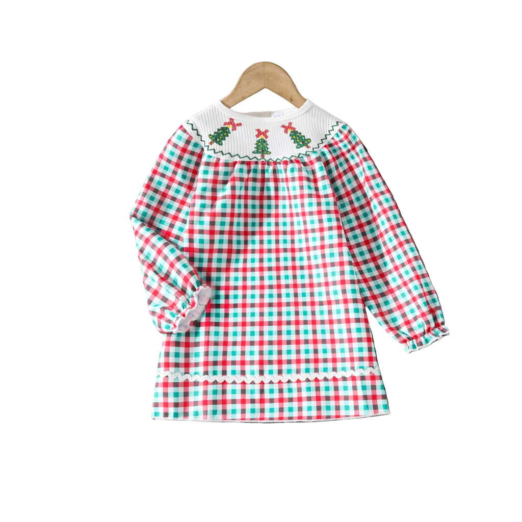 Children's Christmas Tree Plaid Dress