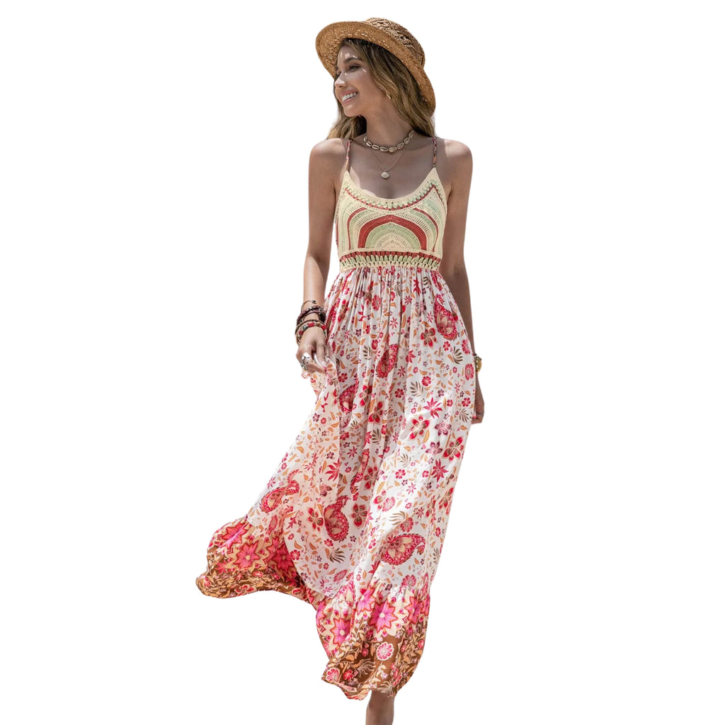 PRINTED SCOOP NECK CAMI DRESS