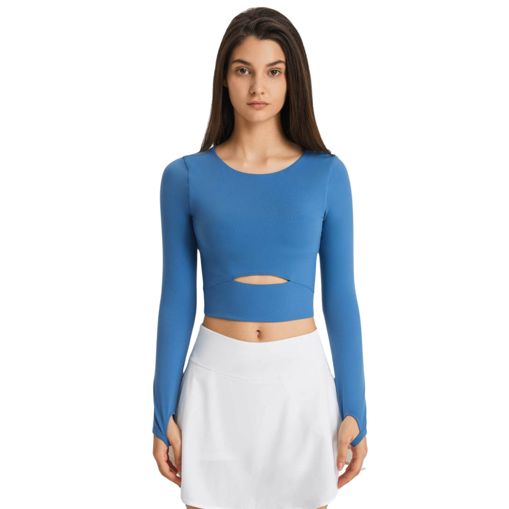 MILLENNIA CUTOUT LONG SLEEVE CROPPED SPORTS TOP