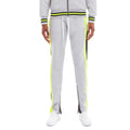 Gray tracksuit with neon yellow stripes on a white background