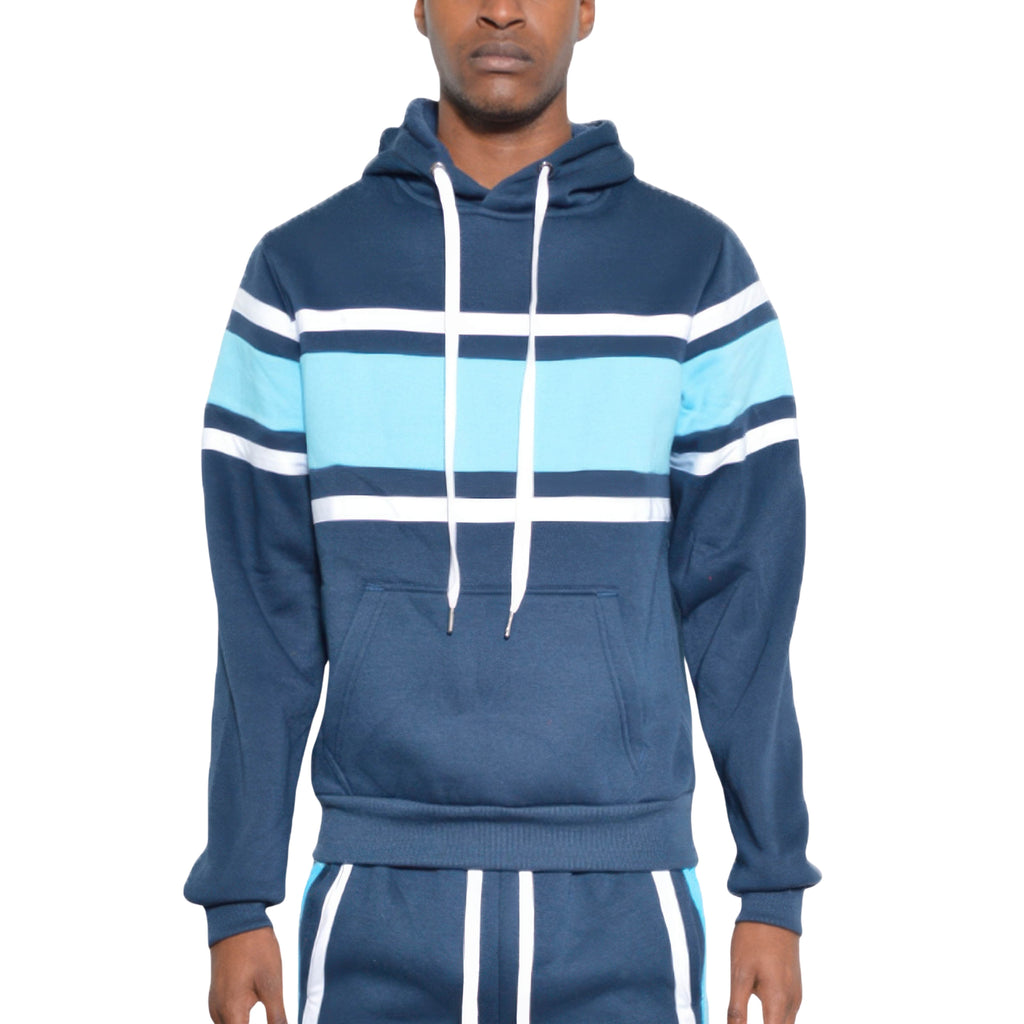 SOLID WITH THREE STRIPE PULLOVER HOODIE