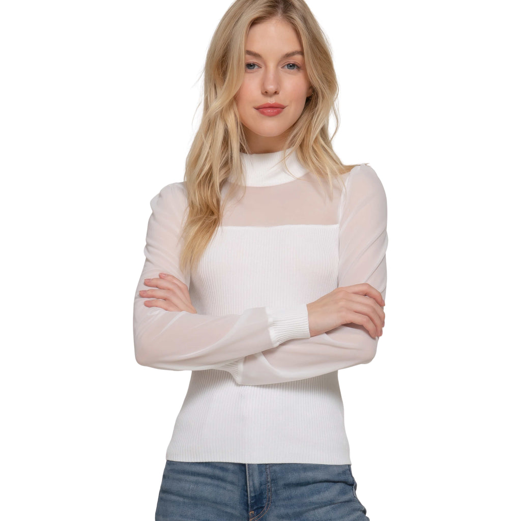 SHEER DETAIL SWEATER TOP – BOLD MESH MOMENT