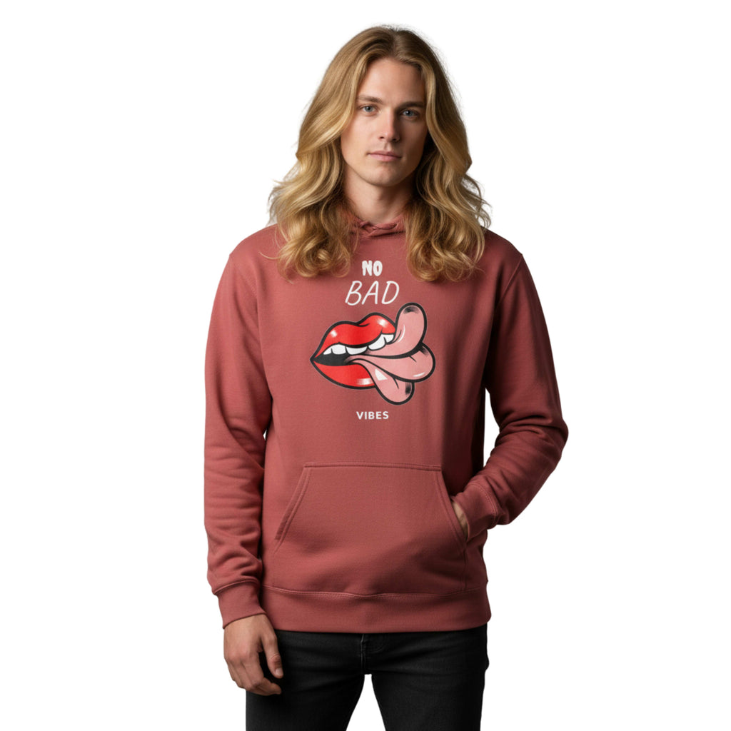 URBCHK garment-dyed pullover hoodie No Bad Vibes