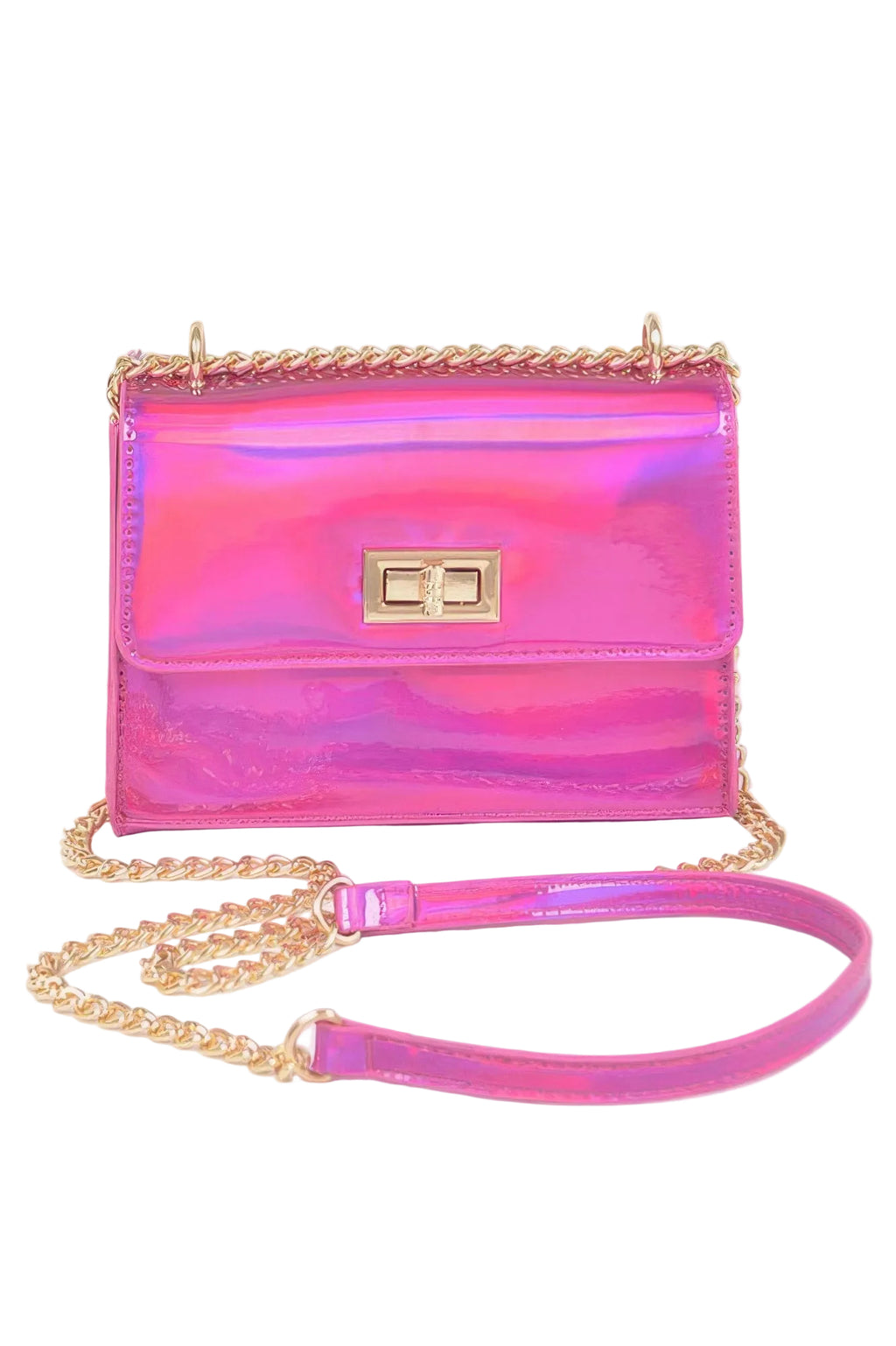 Mirror Metallic Flap Crossbody Bag