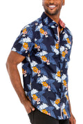 Men wearing a Hawaiian Shirt with white background