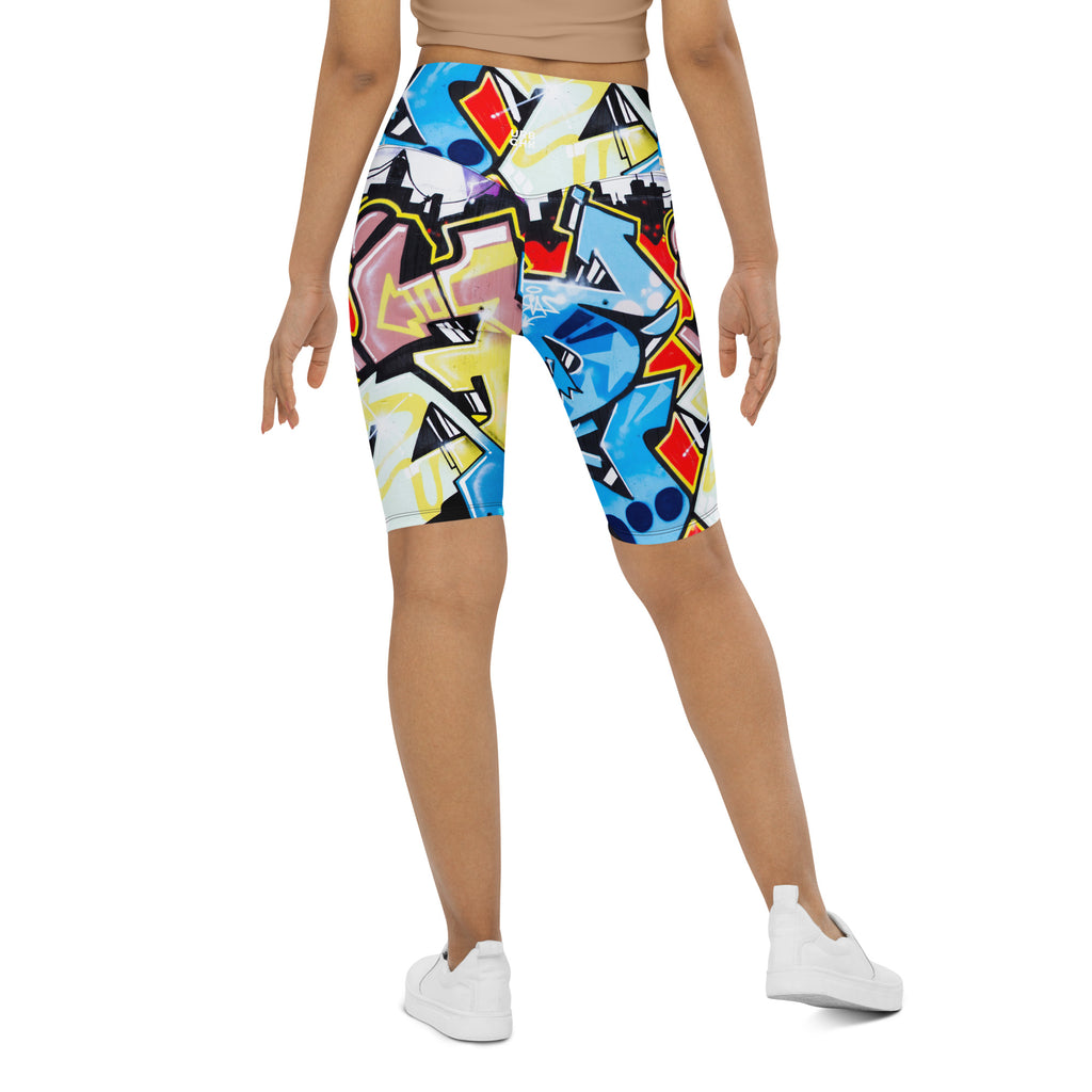 UrbanityChek® SUMMER VIBES HIGH-WAISTED SHORTS CITY GRAFFITI