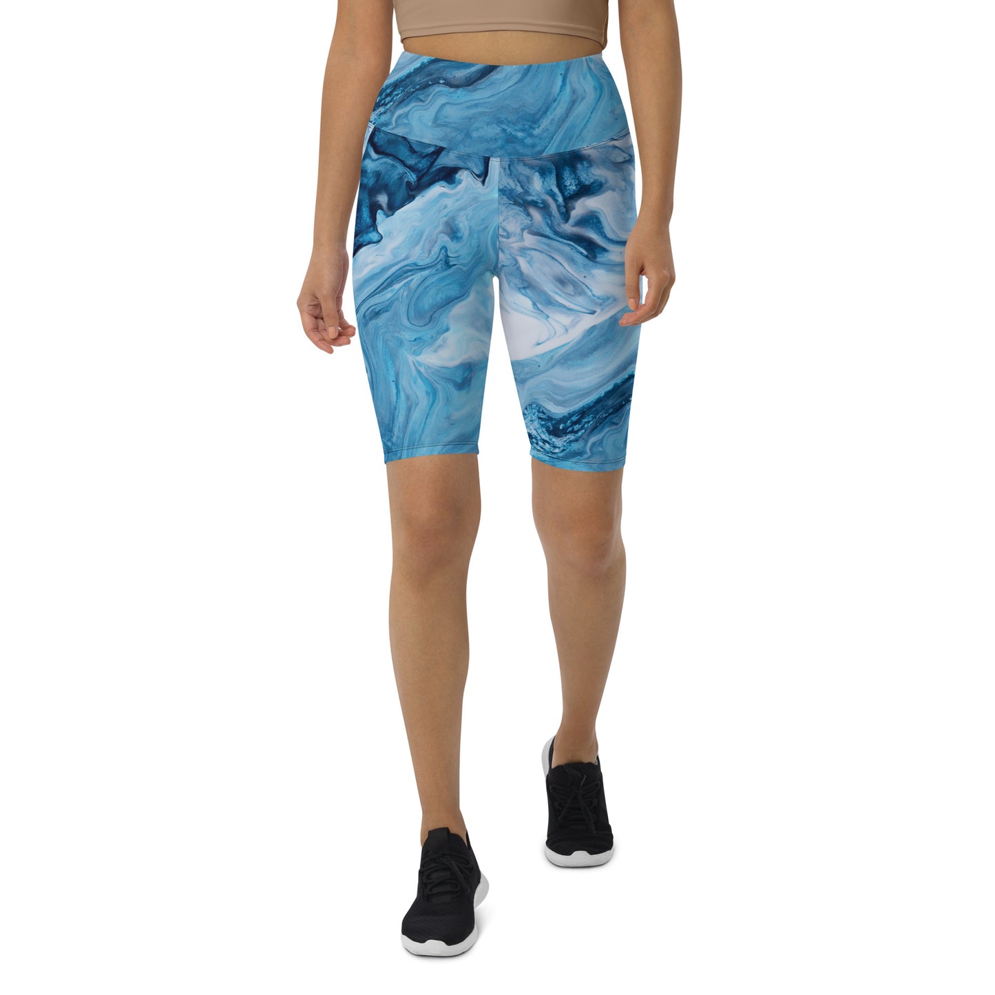 UrbanityChek® SUMMER VIBES HIGH-WAISTED SHORTS OCEAN WAVES