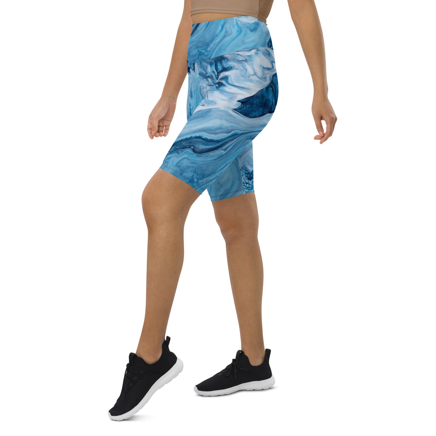 UrbanityChek® SUMMER VIBES HIGH-WAISTED SHORTS OCEAN WAVES