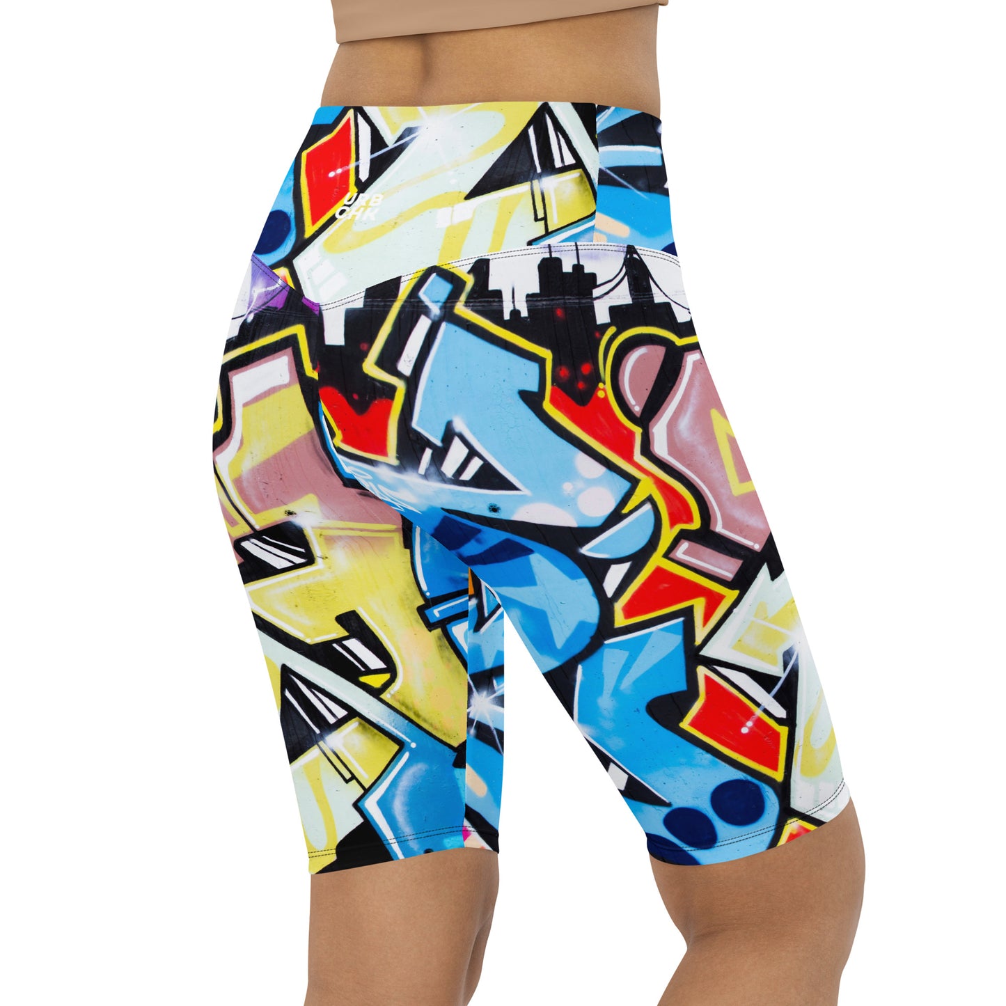 UrbanityChek® SUMMER VIBES HIGH-WAISTED SHORTS CITY GRAFFITI