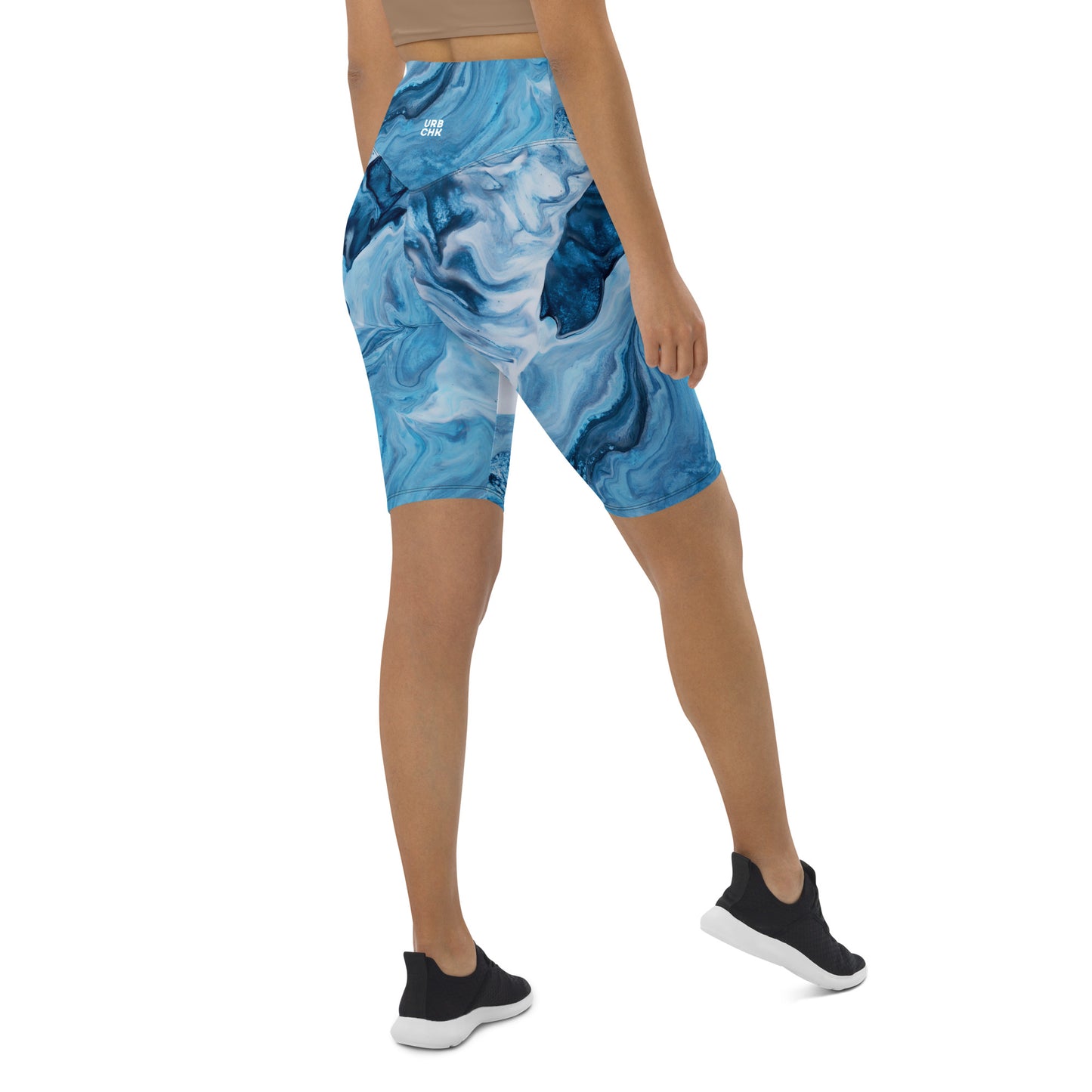 UrbanityChek® SUMMER VIBES HIGH-WAISTED SHORTS OCEAN WAVES