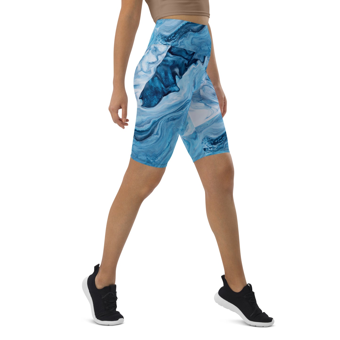 UrbanityChek® SUMMER VIBES HIGH-WAISTED SHORTS OCEAN WAVES