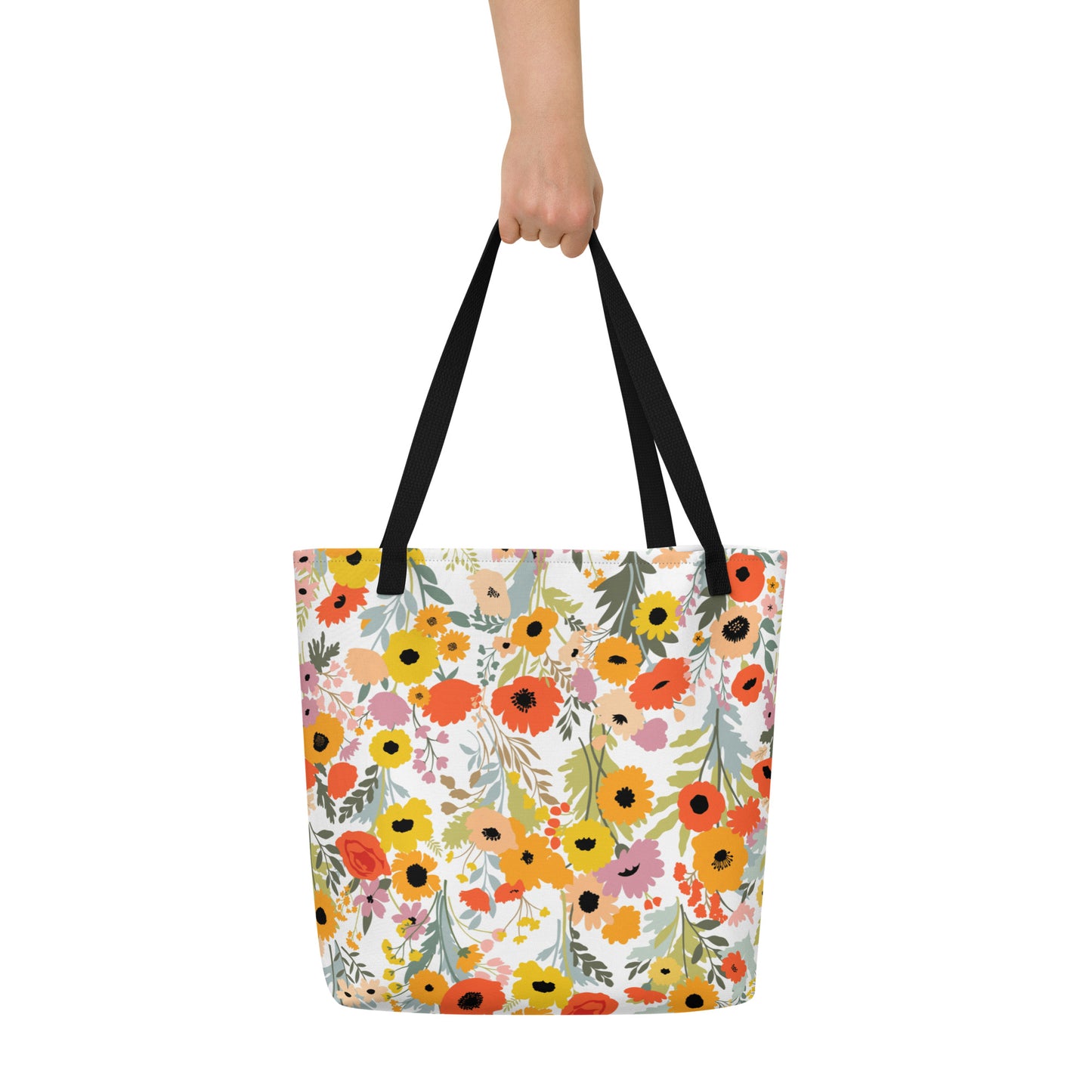 FLOWER PRINT TOTE BAG SPRING INSPIRED TOTE BAGS