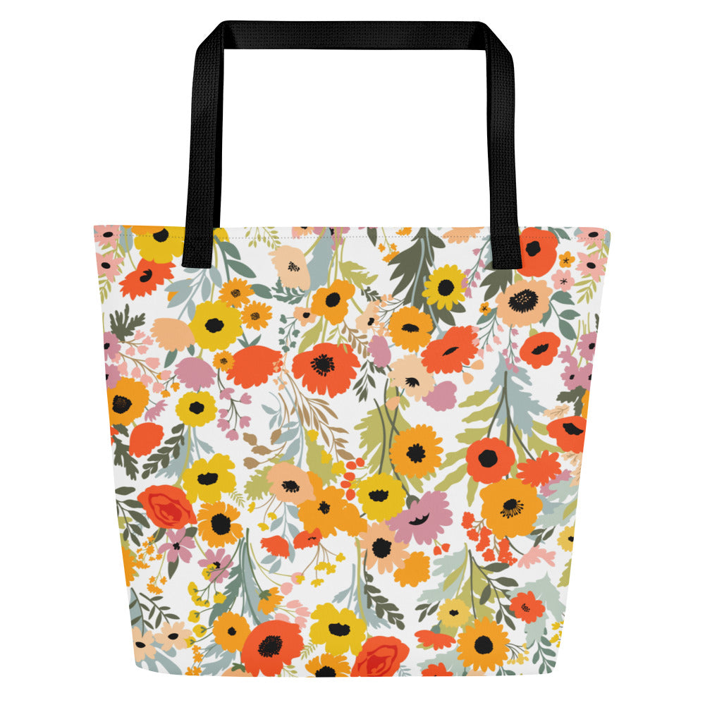 FLOWER PRINT TOTE BAG SPRING INSPIRED TOTE BAGS