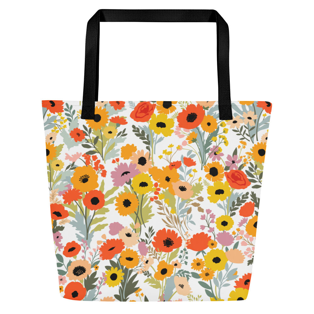 FLOWER PRINT TOTE BAG SPRING INSPIRED TOTE BAGS