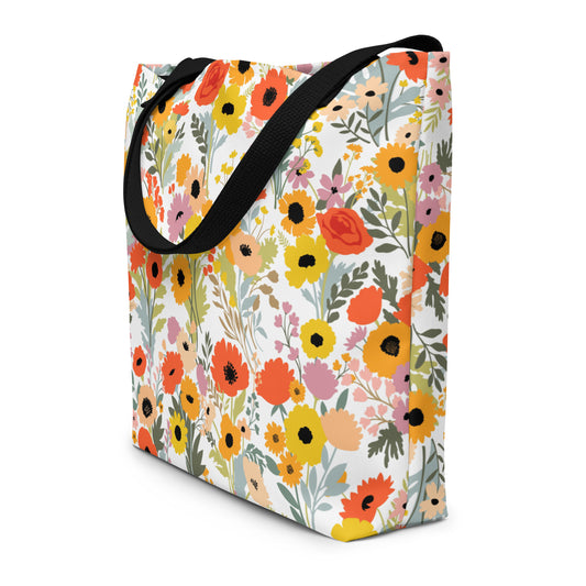 FLOWER PRINT TOTE BAG SPRING INSPIRED TOTE BAGS