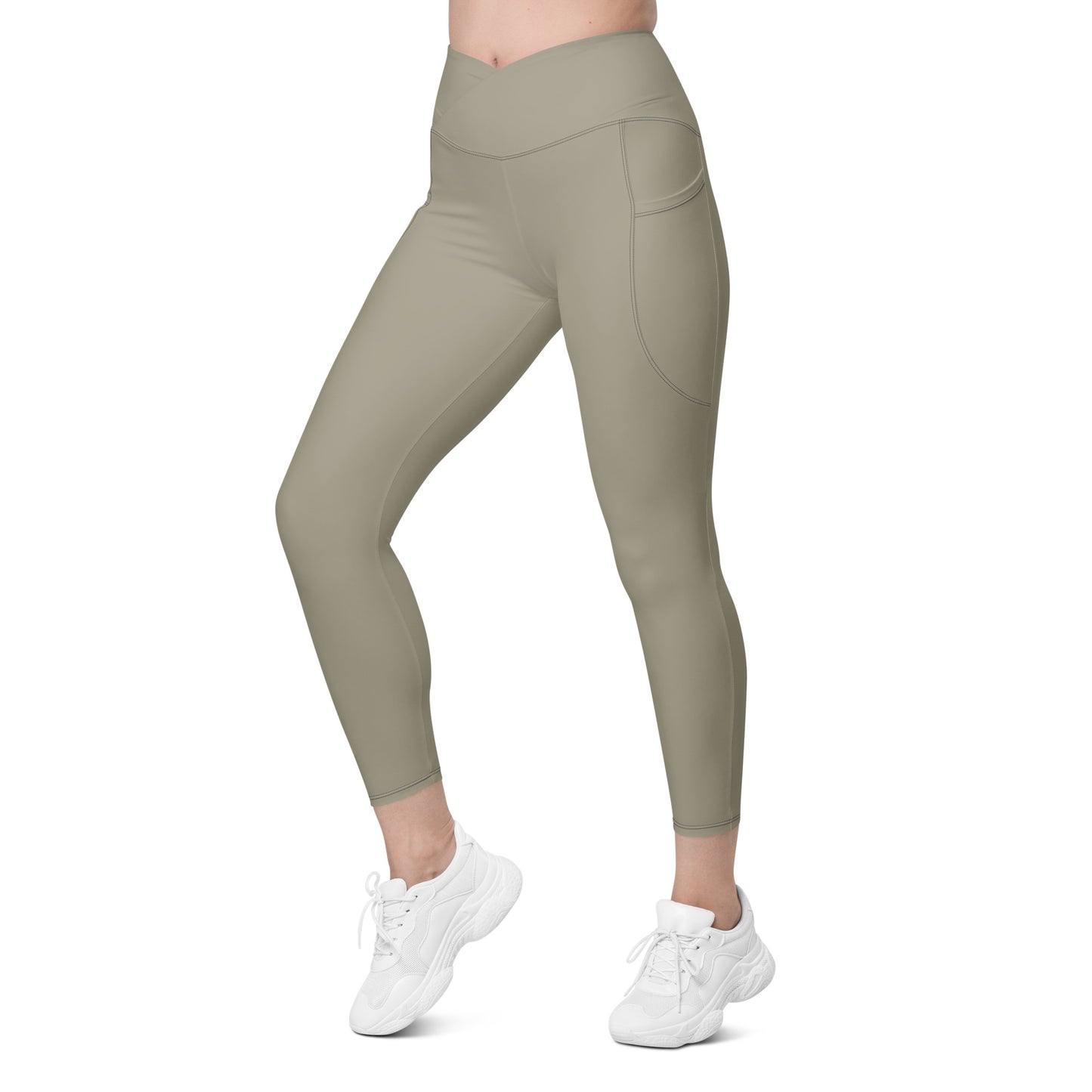 WOMEN'S CROSSOVER HIGT-WAISTED LEGGINGS WITH POCKET