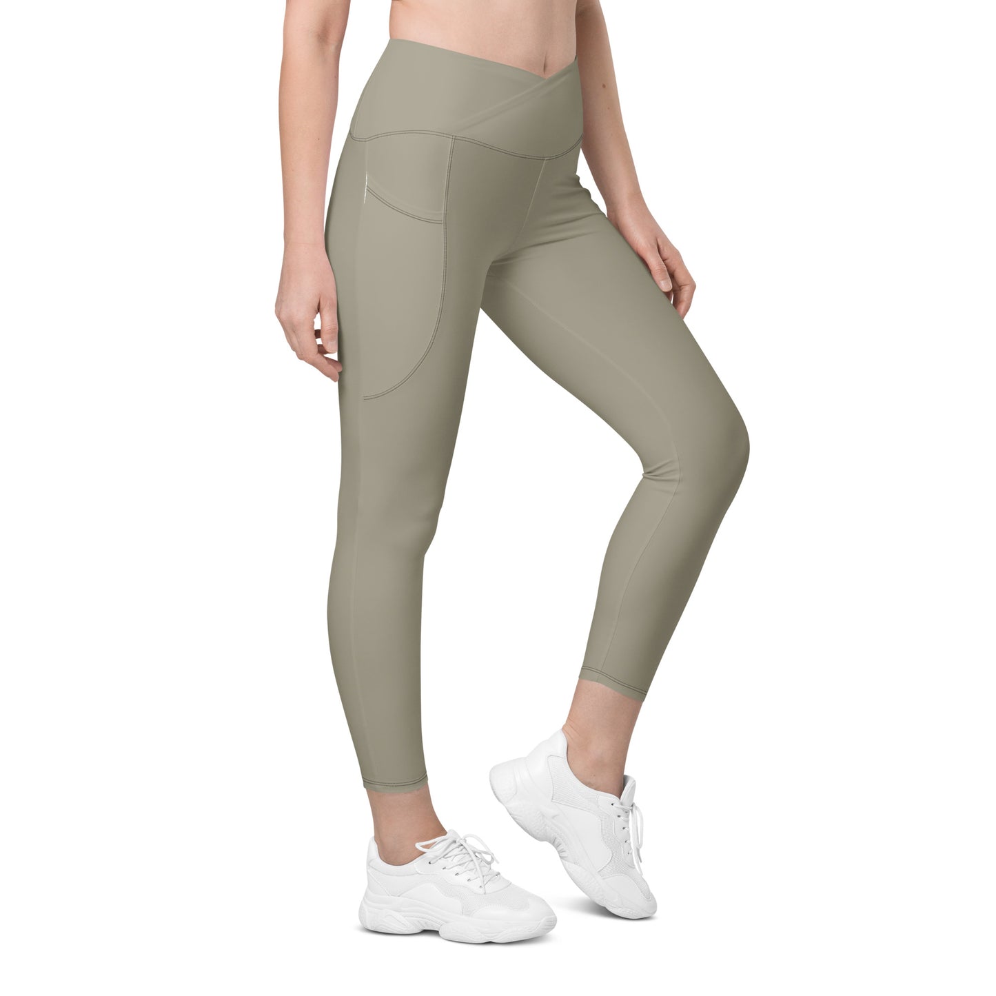 WOMEN'S CROSSOVER HIGT-WAISTED LEGGINGS WITH POCKET