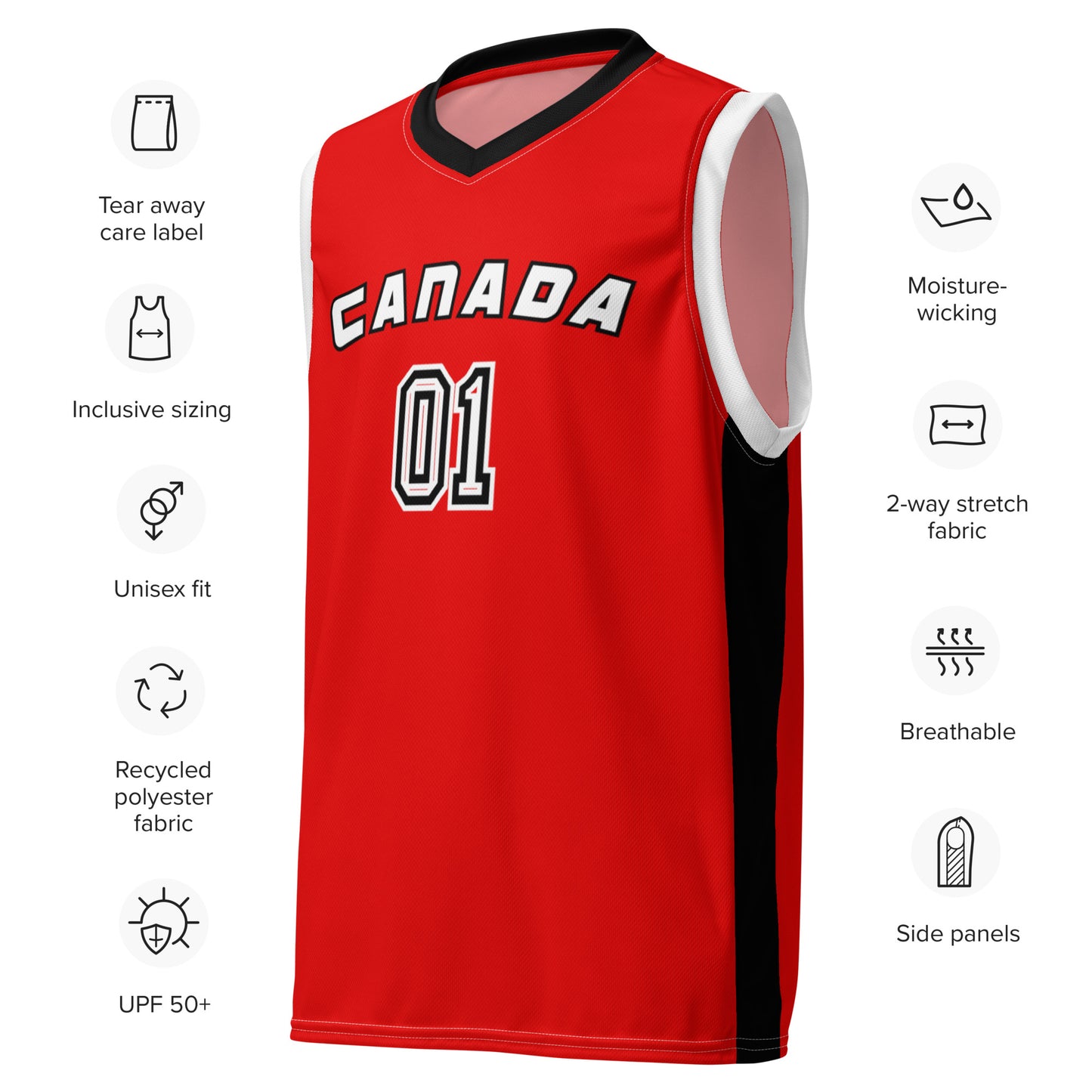 CANADA BASKETBALL JERSRY MOISTURE WICKING MATERIAL