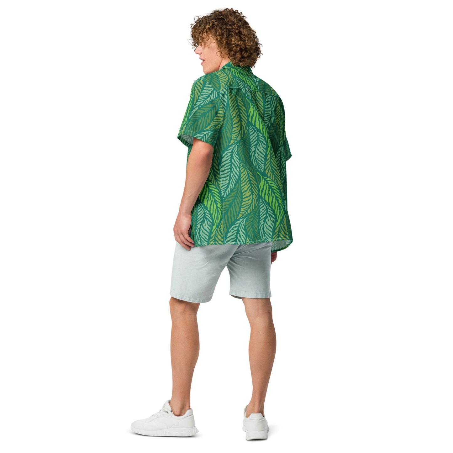 URBANITYCHEK PALM LEAF PATTERN SHORT SLEEVE SHIRT