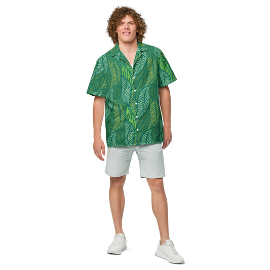 URBANITYCHEK PALM LEAF PATTERN SHORT SLEEVE SHIRT