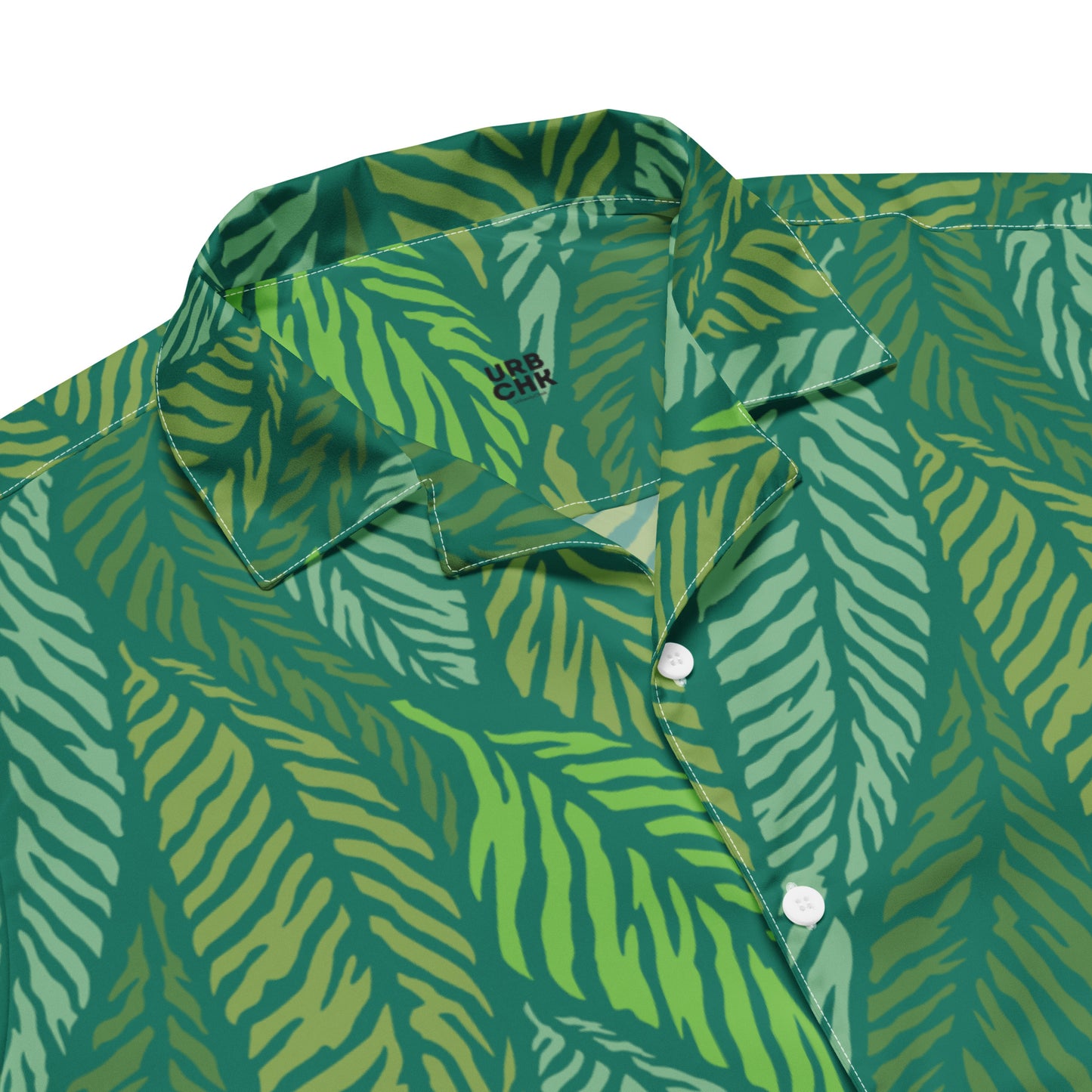 URBANITYCHEK PALM LEAF PATTERN SHORT SLEEVE SHIRT