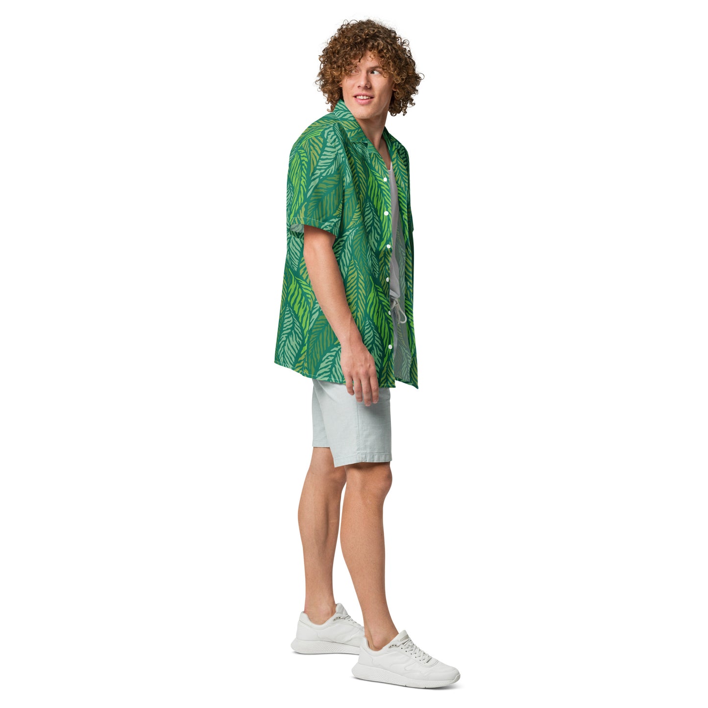 URBANITYCHEK PALM LEAF PATTERN SHORT SLEEVE SHIRT