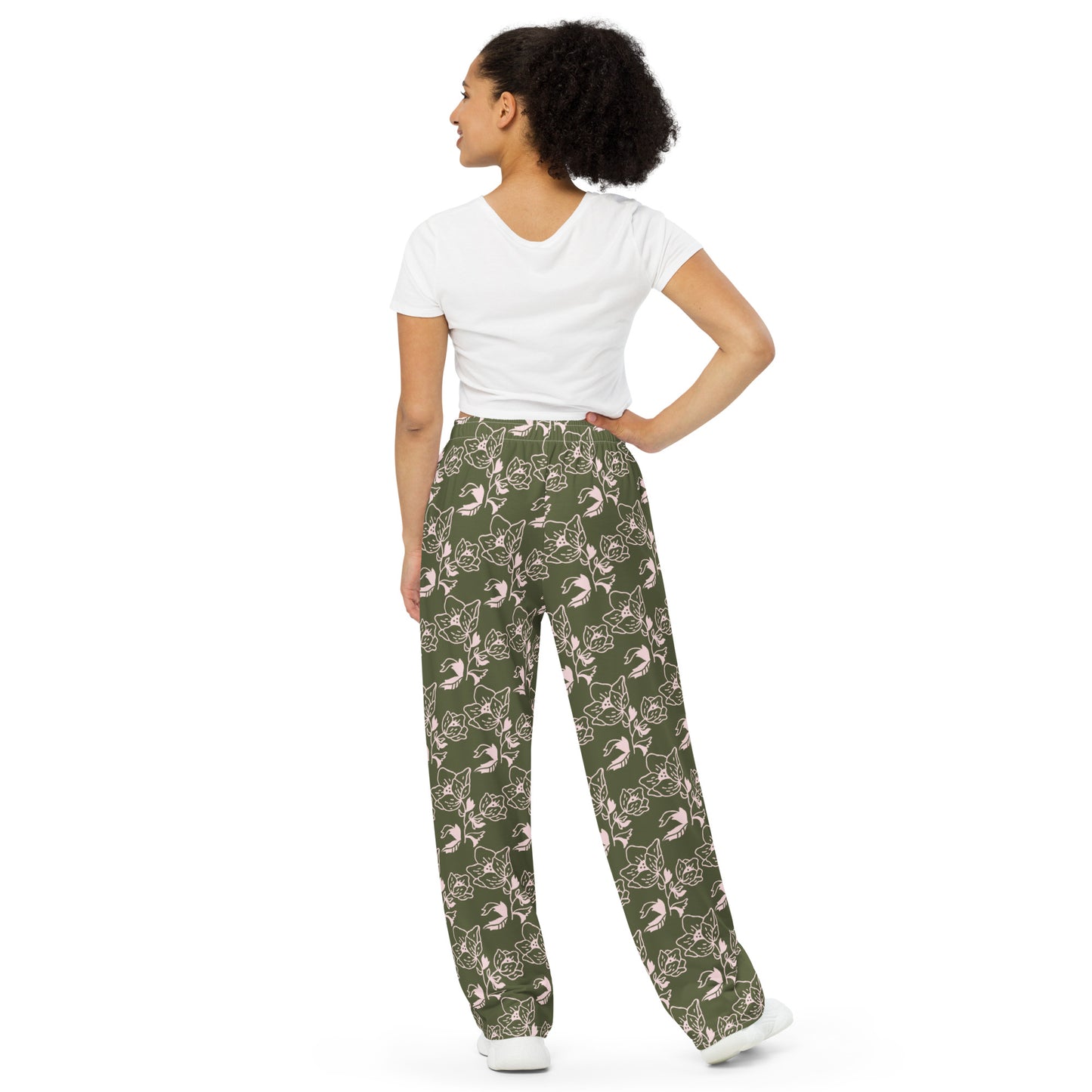 WOMENS WIDE LEG PANTS FLORAL FOR WOMEN