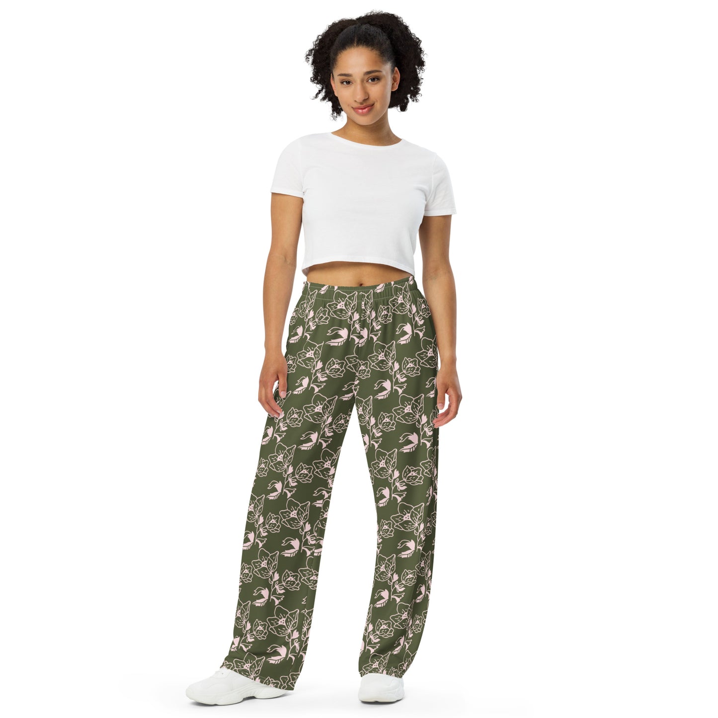 WOMENS WIDE LEG PANTS FLORAL FOR WOMEN