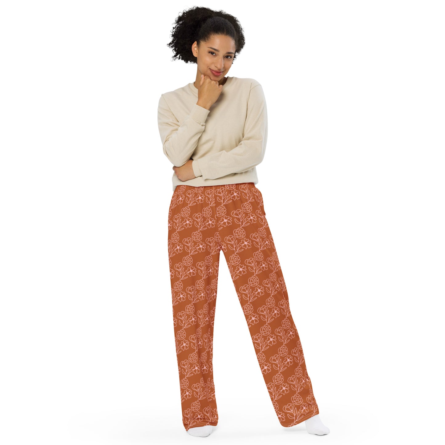 WIDE LEG FLORAL PANTS PAJAMAS FOR WOMEN