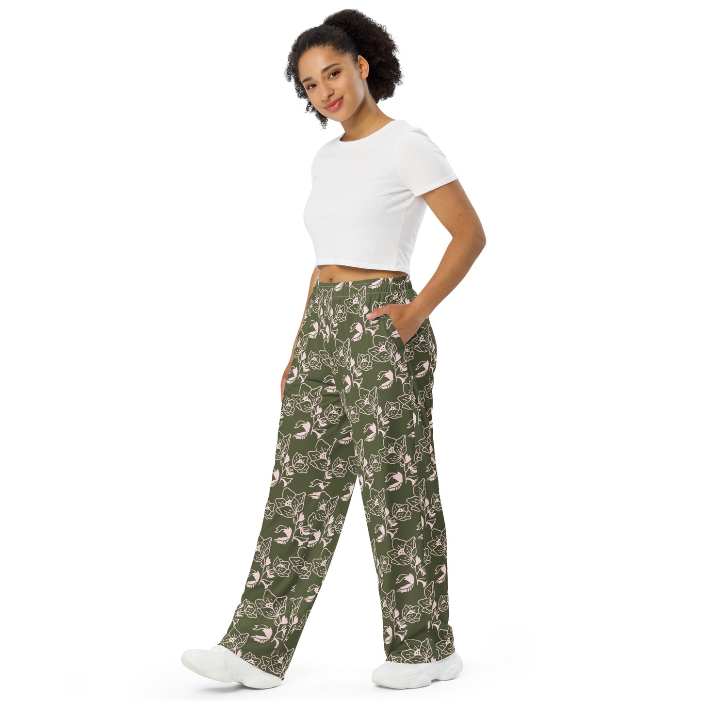 WOMENS WIDE LEG PANTS FLORAL FOR WOMEN