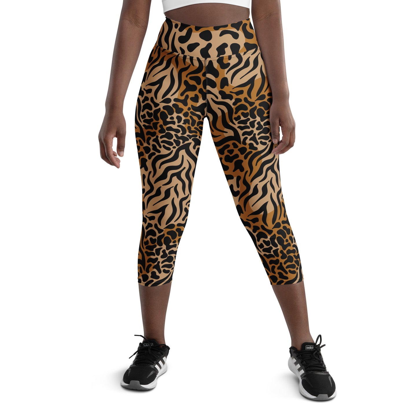 UrbanityChek® WILD PRINTED HIGH-WAISTED CAPRI LEGGINGS