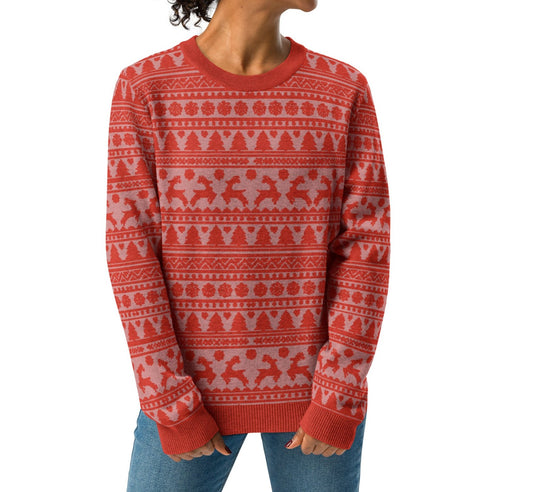 CHRISTMAS PATTERN KNITTED CREW SWEATER UNISEX