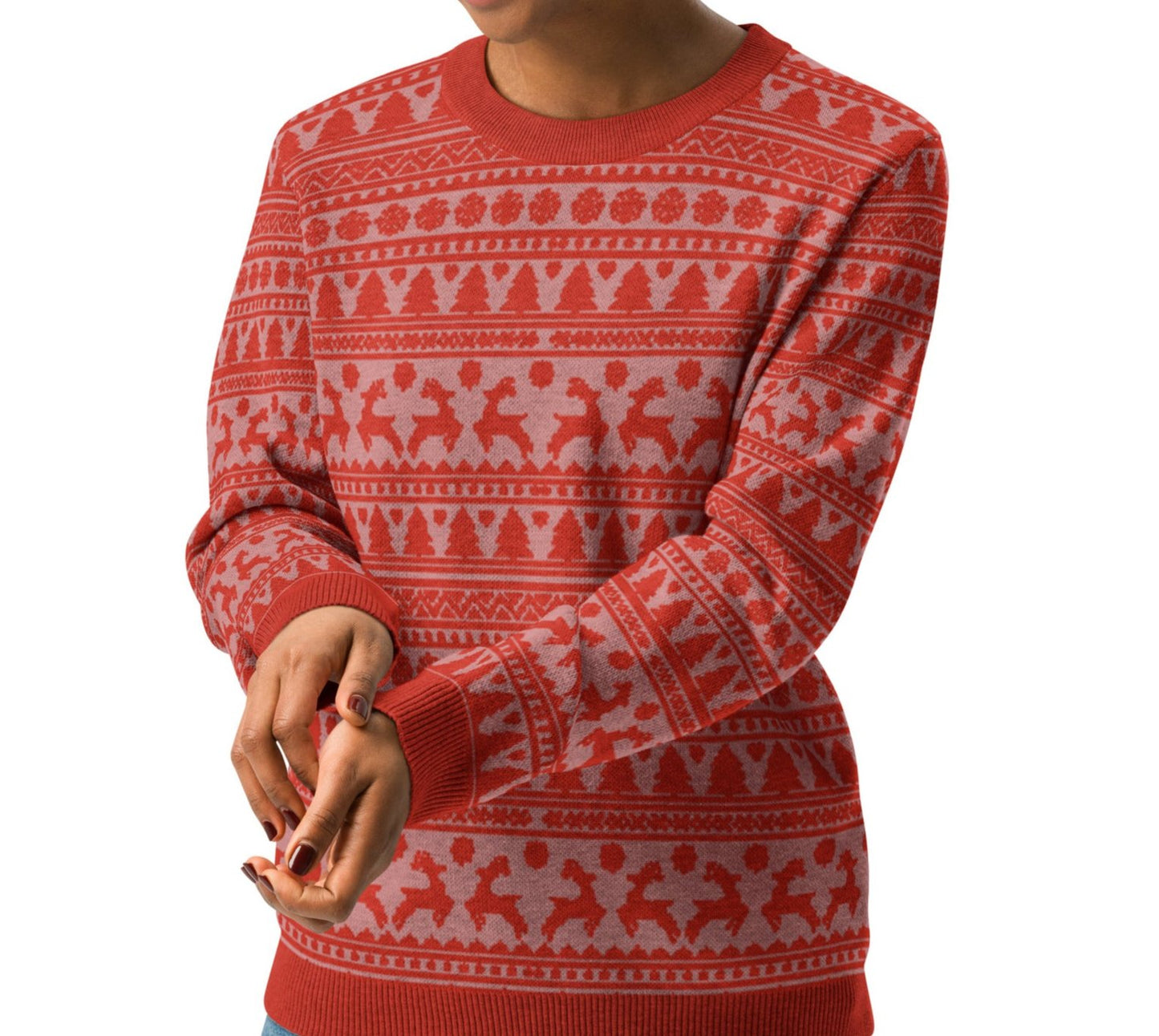 CHRISTMAS PATTERN KNITTED CREW SWEATER UNISEX