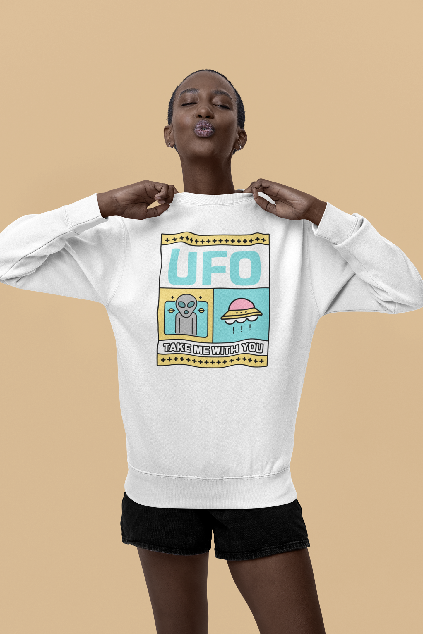 WOMEN'S CREWNECK SWEATSHIRT UFO FUNNY SWEATSHIRTS FOR WOMEN