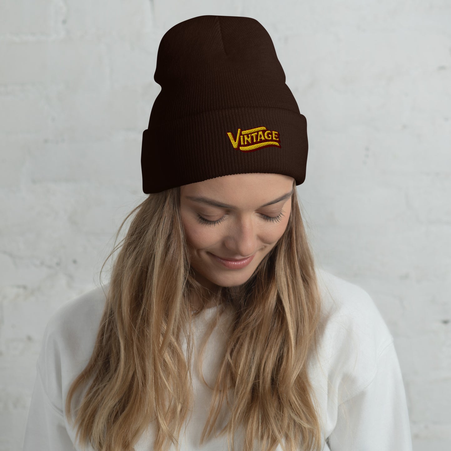 cuffed beanie brown