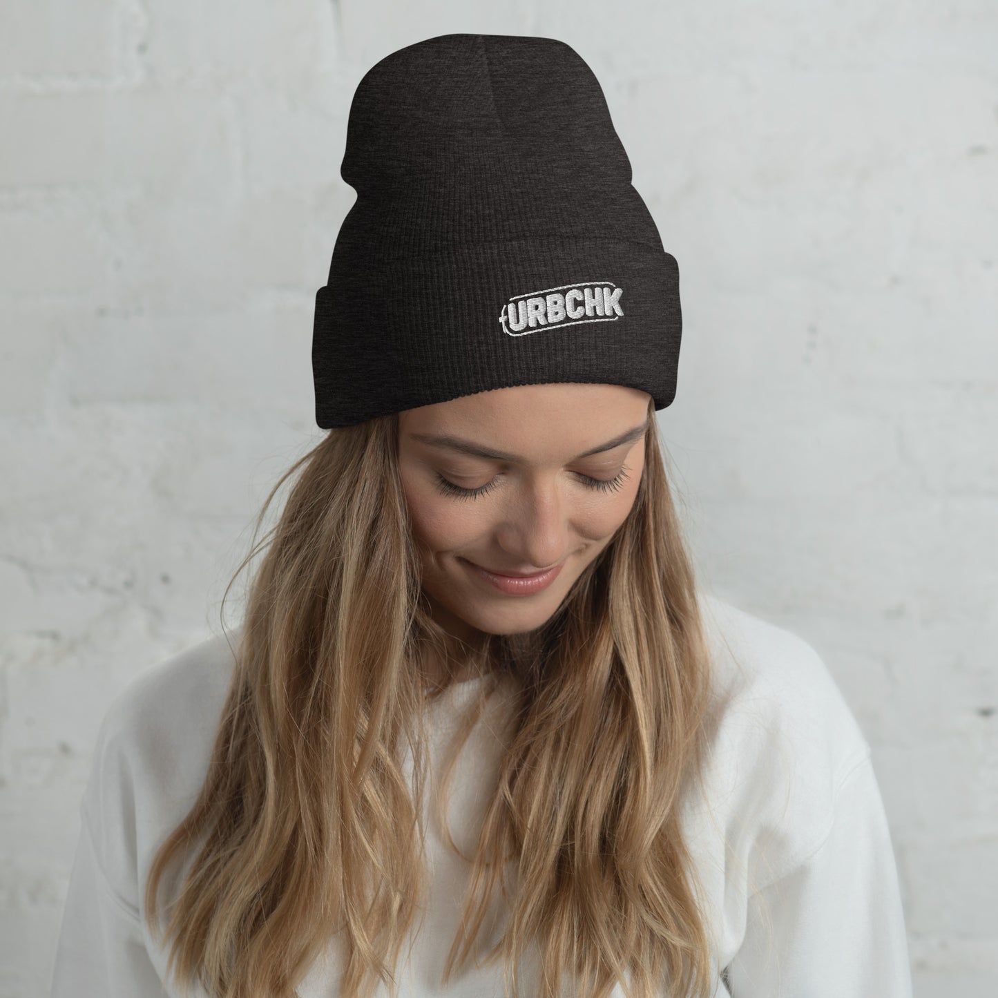 cuffed beanie dark grey front