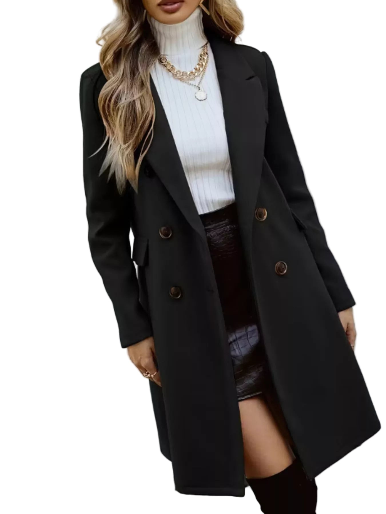 Women in longline coat
